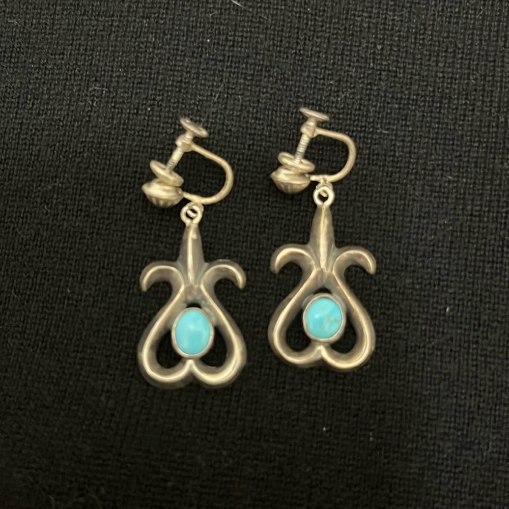 Vintage silver and turquoise clip on earrings